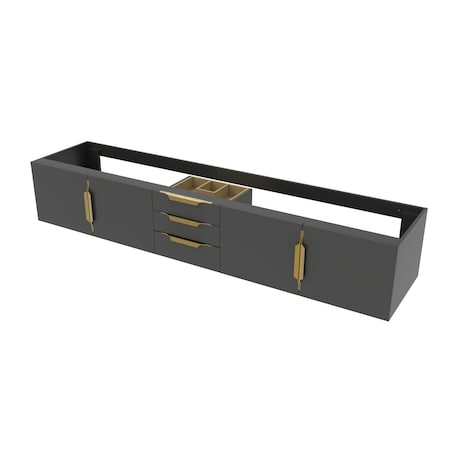 Castello Usa Alpine 84-inch Black Vanity Base with Gold Handle CB-MC-84BLK-GLD-VBO